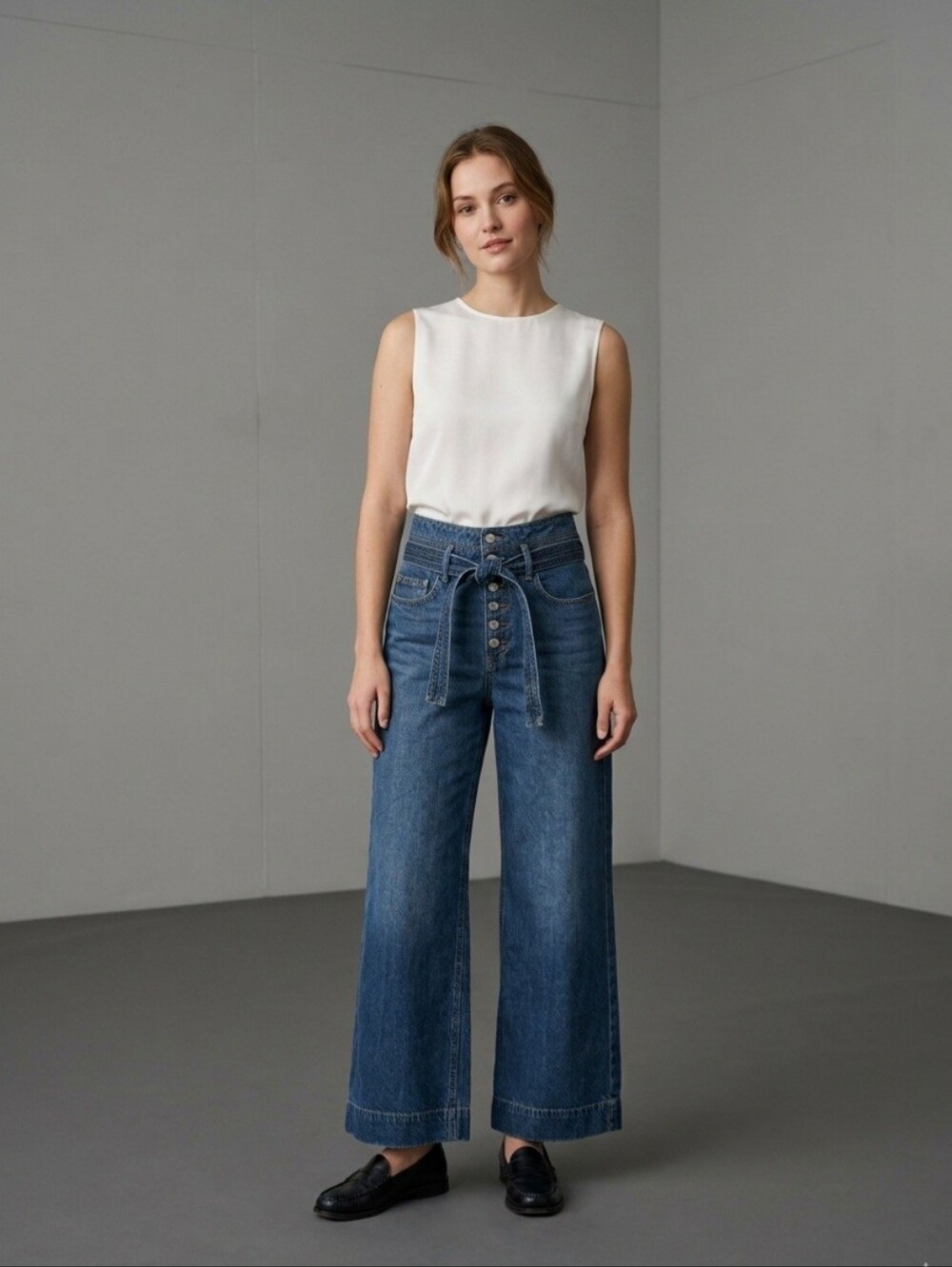 NWOT Ralph Lauren Black Label Jeans Wide Leg High Rise Button Fly Sz 8 Heavy